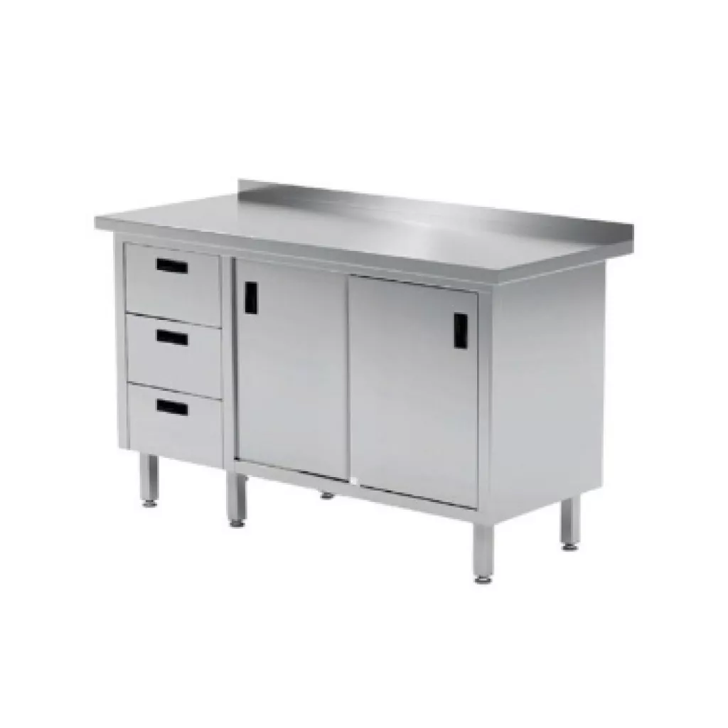 Lower kitchen cabinet with sliding doors and drawer unit
