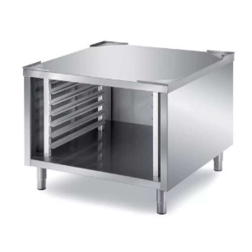 Oven base with tray racks - closed
