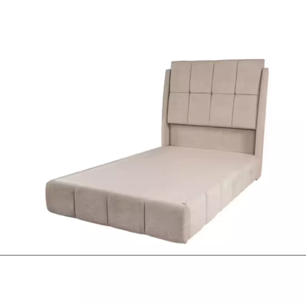 Elite Full Hotel Bed - Premium Beige Suede Upholstery