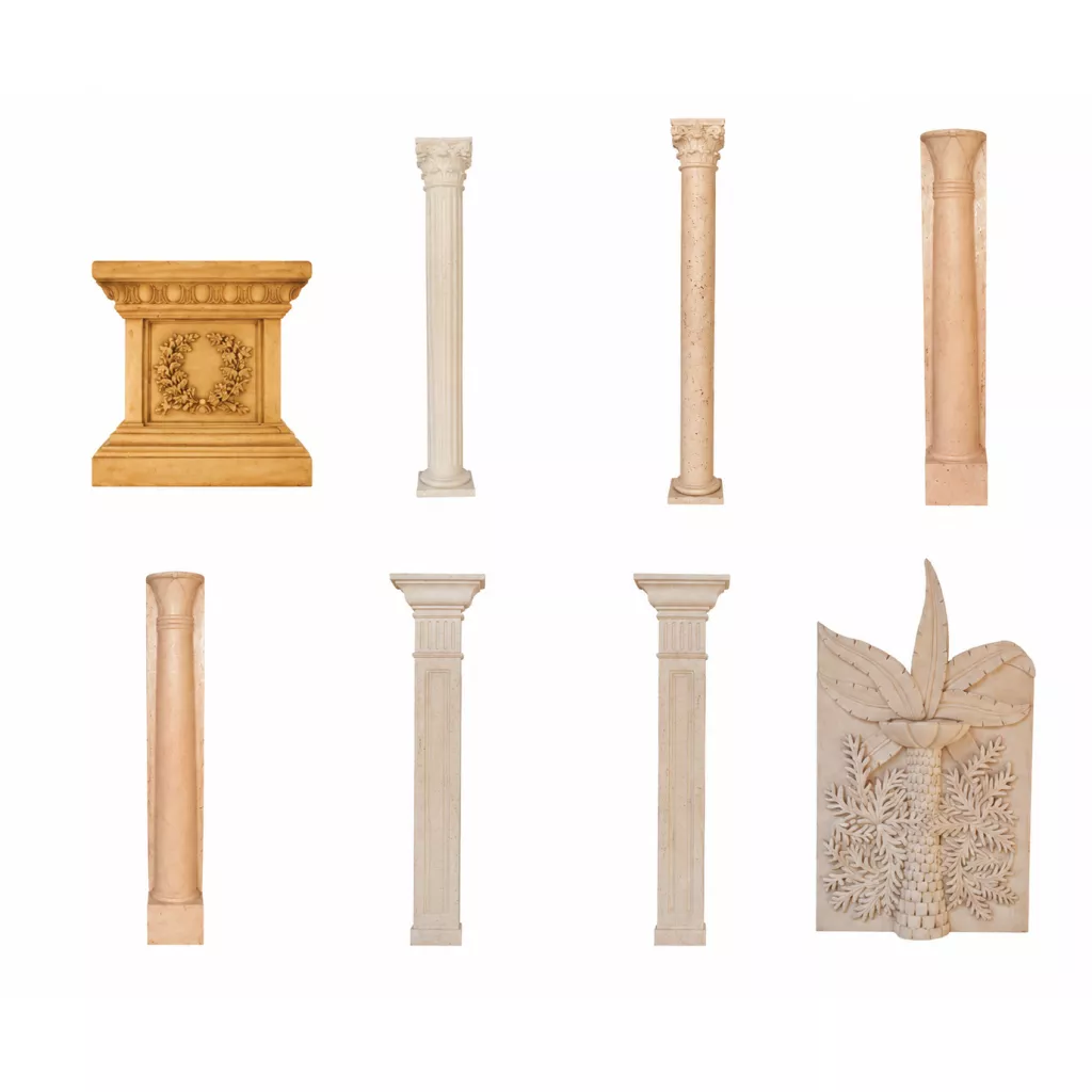 Columns and stone decorations