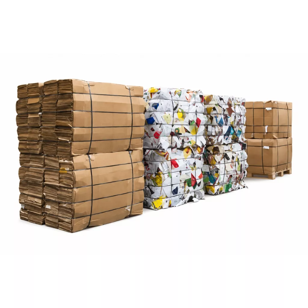 Bales of cardboard and mixed paper for bulk export (OCC 11 & Mixed Paper)