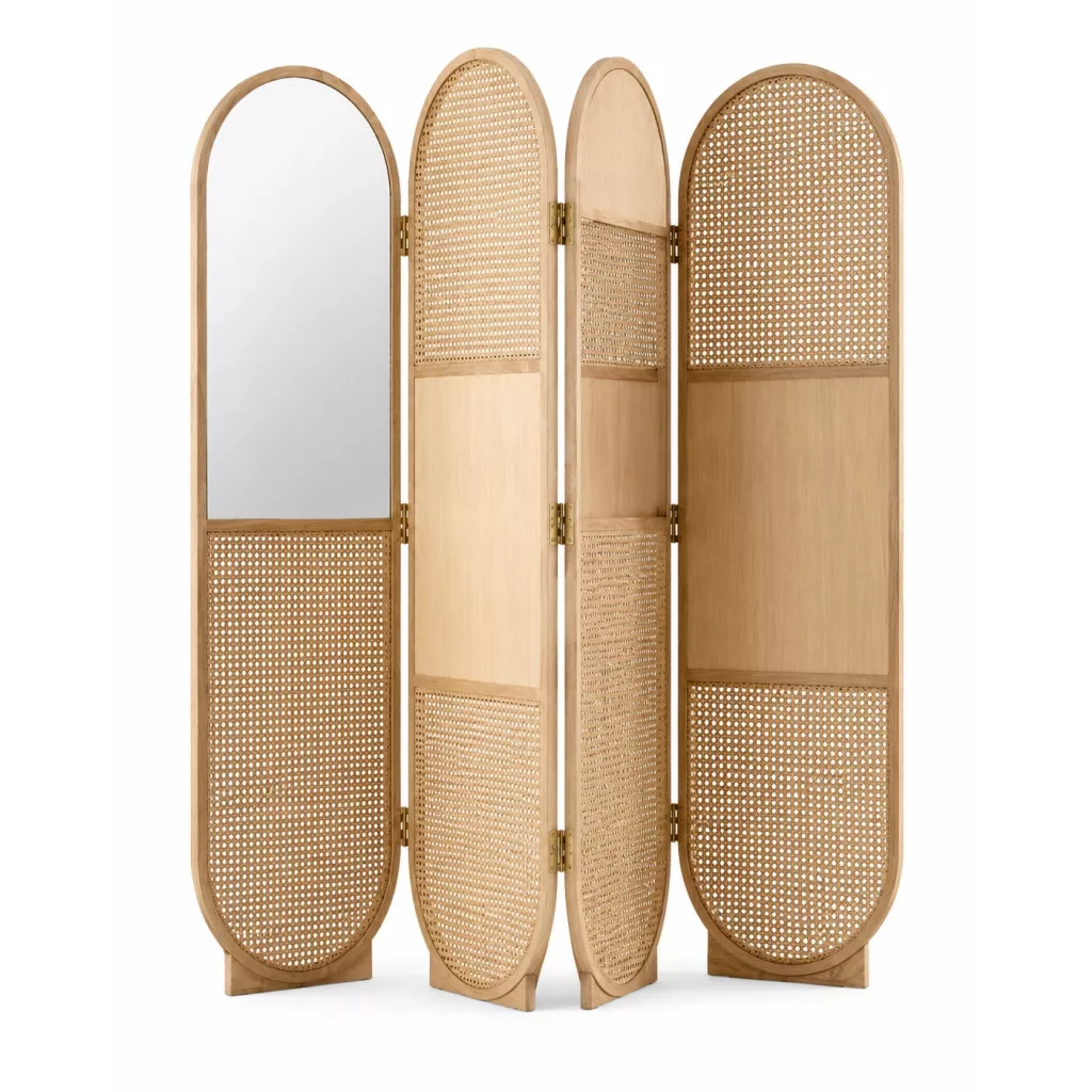 Room divider with a built-in mirror