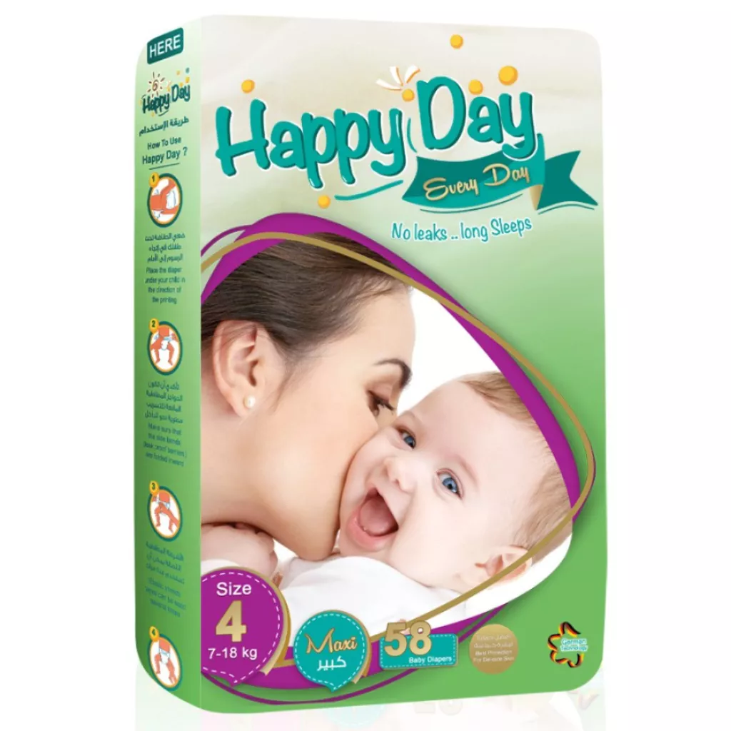 Pampers bayi dari Happy Day - Saiz 4 - Besar - 7 - 18 kg - 58 keping