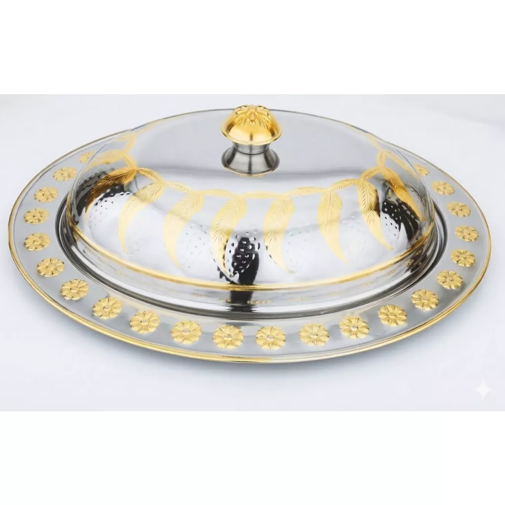 OOZY OVAL WITH DECORATED LID &GOLD PLATED