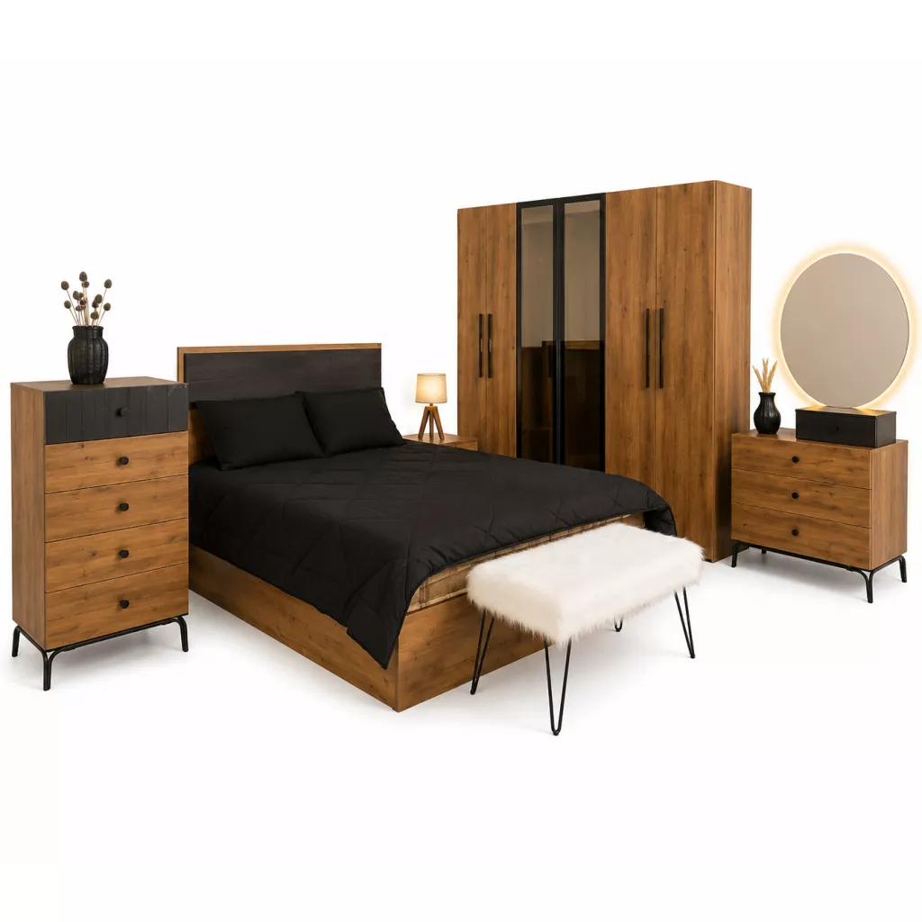 Bedrooms - Black wooden bedroom (with dressing room)