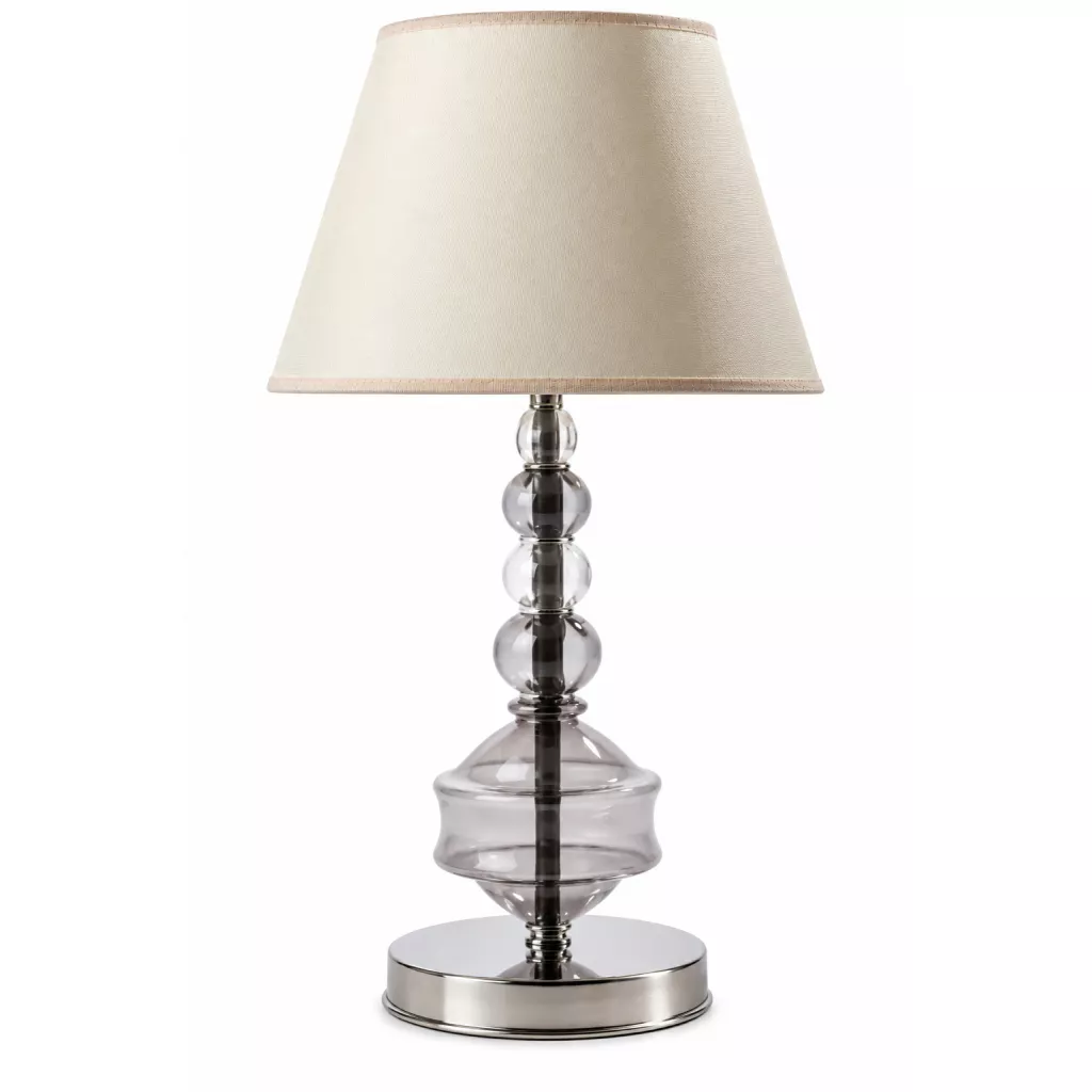 Lampu meja kaca dengan penutup krim